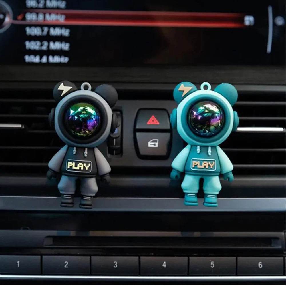 Astronaut Car Air Vent Perfume Clip – Cartoon Air Freshener & Aromatherapy Interior Decoration - Red