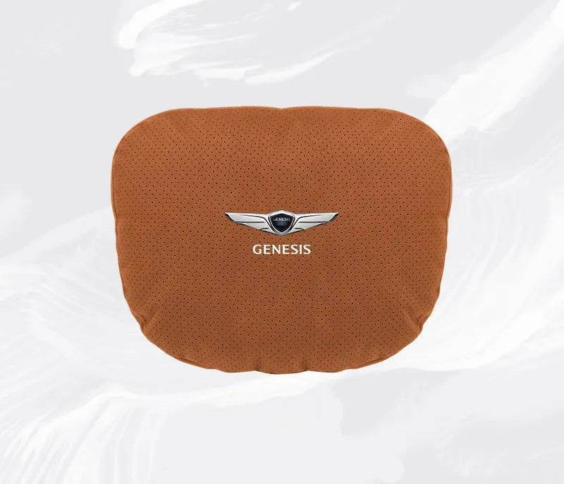 Suede Car Neck Pillow & Lumbar Support for Genesis G80, GV70, GV80, G90 & More - headrest 1pc white