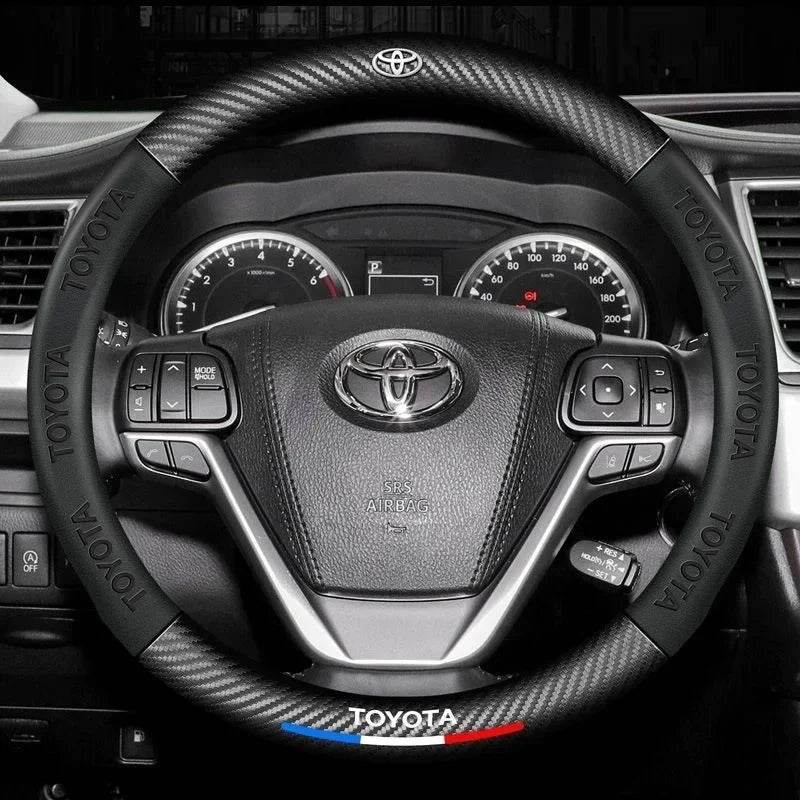Toyota Carbon Fiber Steering Wheel Cover - Black Round Type