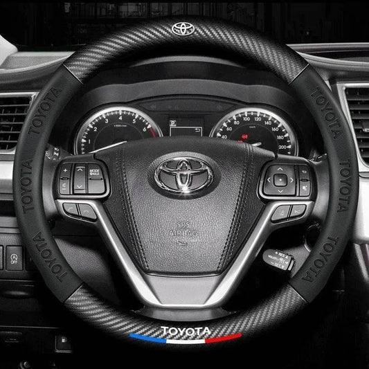 Toyota Carbon Fiber Steering Wheel Cover - Black Round Type
