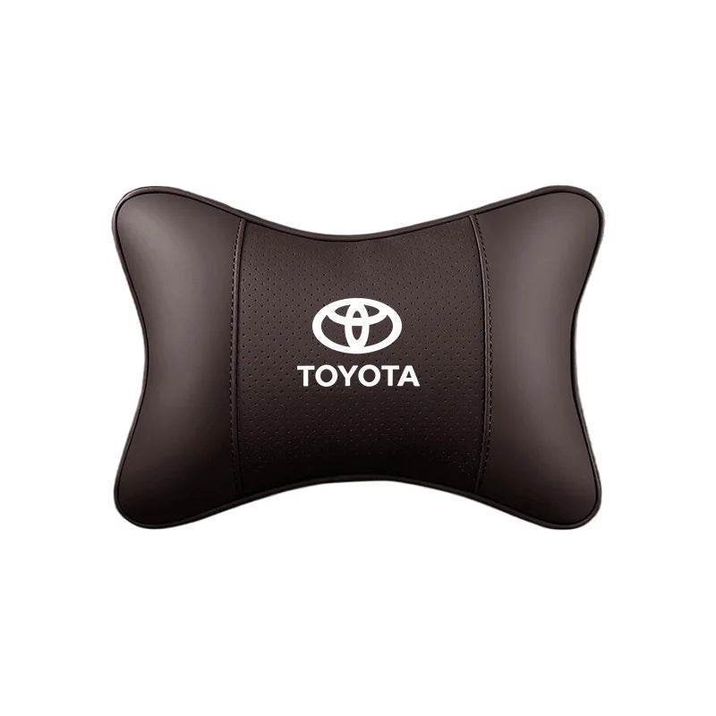 Toyota Crown Leather Car Headrest Neck Pillow - TZ-Mocha brown