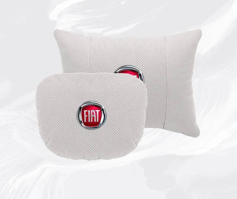 FIAT Car Neck Pillow & Lumbar Support - set white