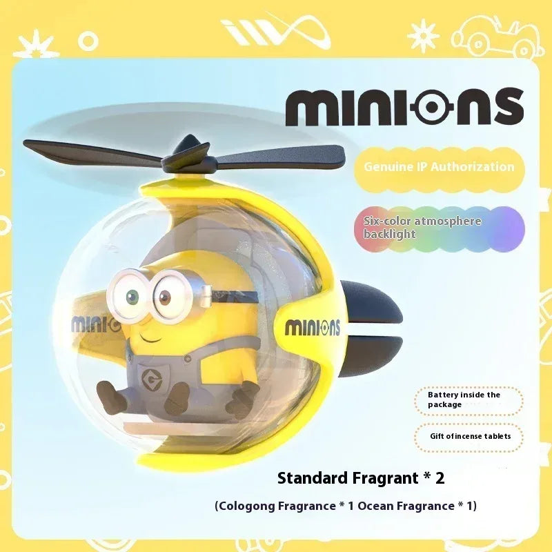 Minions Cartoon Car Air Freshener Rotating Propeller Outlet Fragrance Magnetic Design Auto Accessories Interior Perfume gift - B