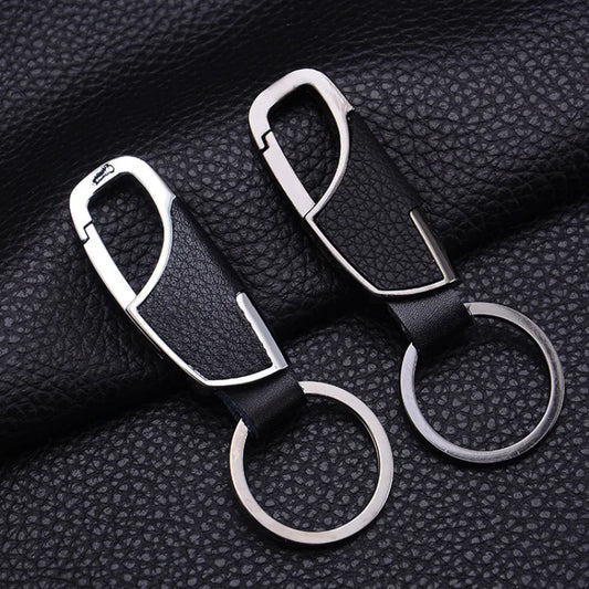 Leather Metal Car Keychain Unisex Waist Key Ring Organizer