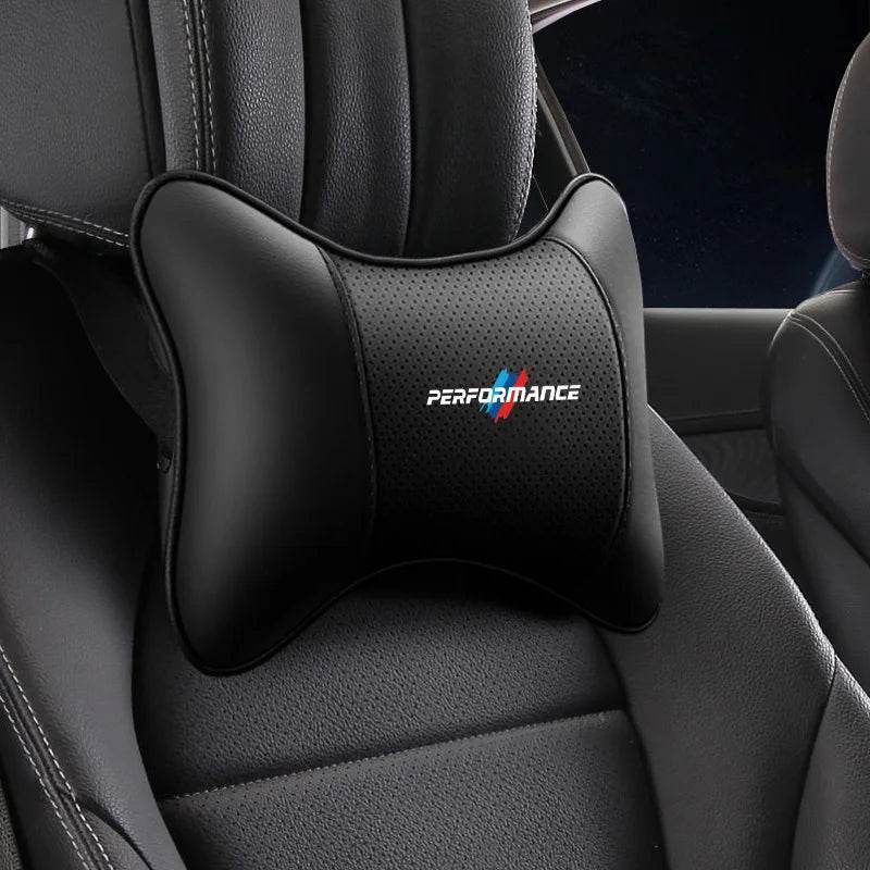 BMW Leather Car Neck Pillow – Fits F25, F15, E90, E60, G22 & More - TZ-Deep red
