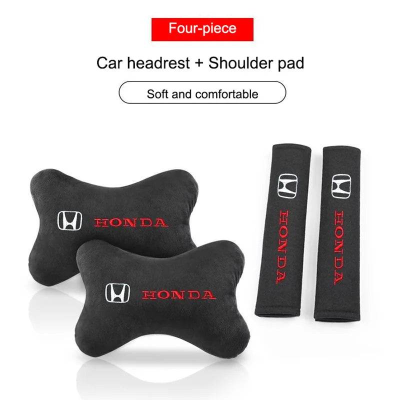 Honda Neck Pillow and Seat Belt Pad - 2NeckPillow + 2Seatbelt Pad