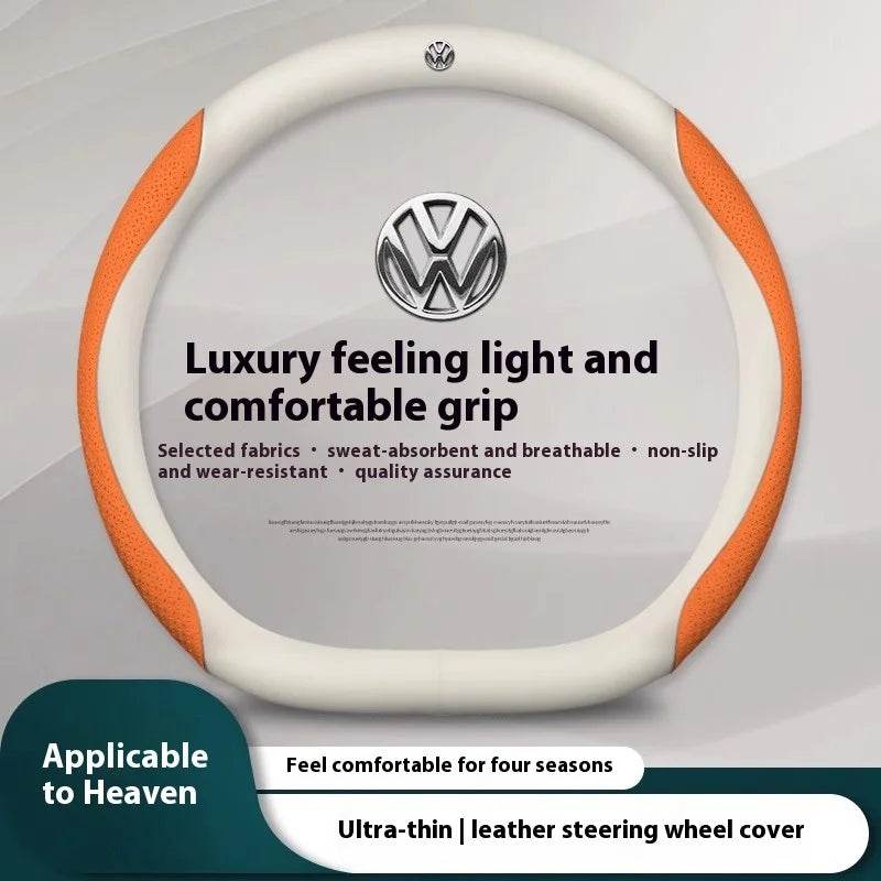 Volkswagen Carbon Fiber Leather Steering Wheel Cover -