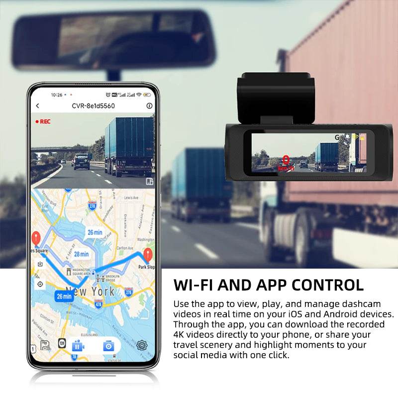 4K Mini Dash Cam With Rear Camera -