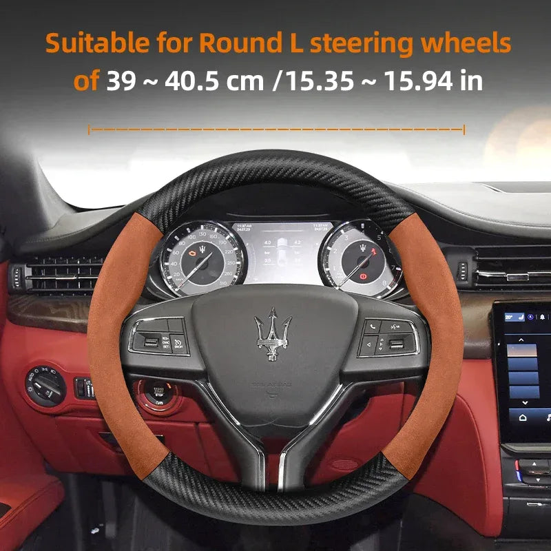 Maserati Suede Carbon Fiber Leather Steering Wheel Cover