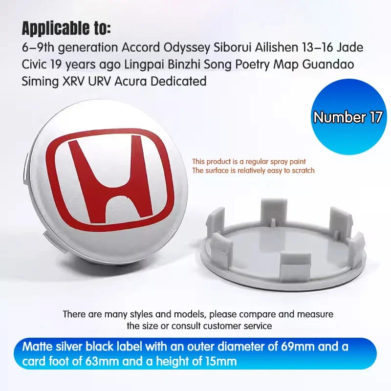 4Pcs Honda Wheel Center Hub Caps 69mm 62mm 58mm