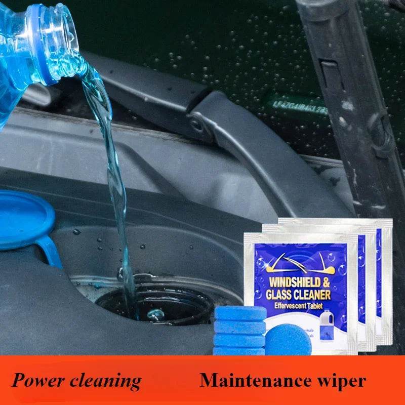 All-Season Windshield Washer Effervescent Tablets – Shellac-Free Concentrate | 1 Tablet Makes 4L Fluid - 10pcs
