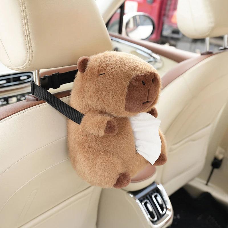 Capybara Plush Hanging Car Tissue Box Holder Backseat Organizer