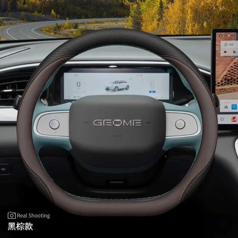 Geely EX2 Nappa Leather Steering Wheel Cover – 34 cm - D Shaped Style 4