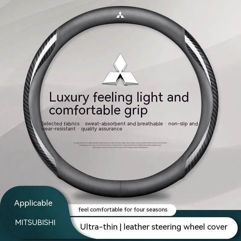 Mitsubishi Carbon Fiber Steering Wheel Cover– Pajero Sport, Outlander, ASX, Lancer, Eclipse, RALLIART, Colt, L200, Galant - Carbon FIber white