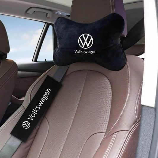 Volkswagen Neck Pillow and Seat Belt Pad - Black