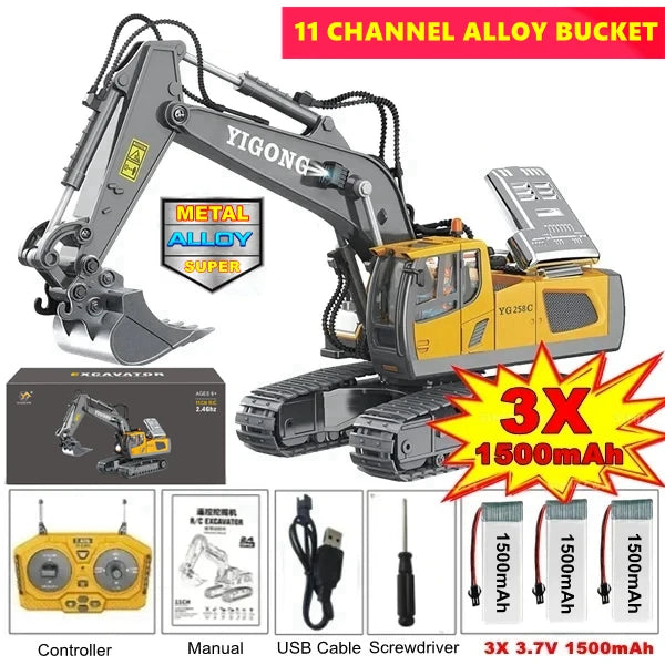 4WD RC Excavator & Dump Truck – Remote Control Construction Vehicles - Dump 1Battery