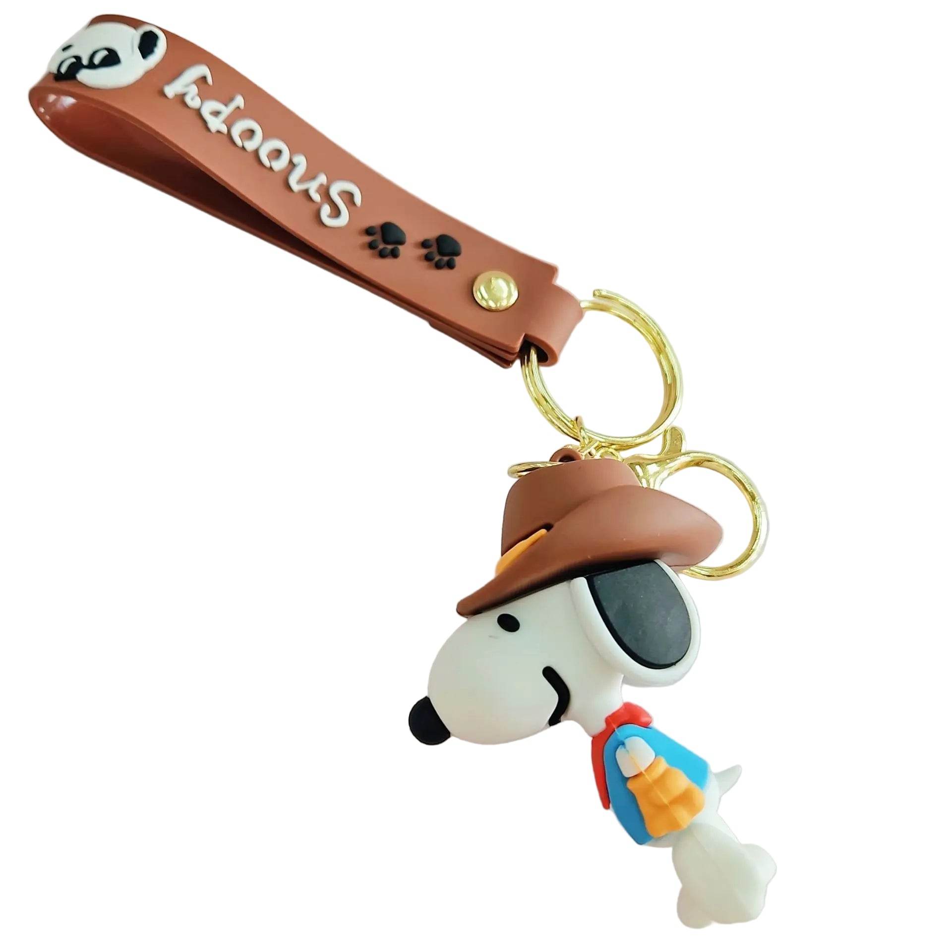 Snoopy & Charlie Keychain – Cute Bag Pendant & Car Key Ring - B