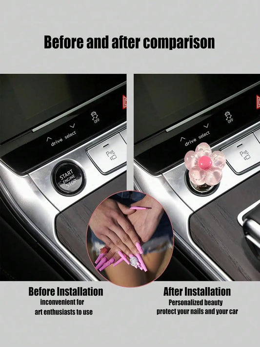 Resin Flower Car Start Button Cover – Cute Interior Decor