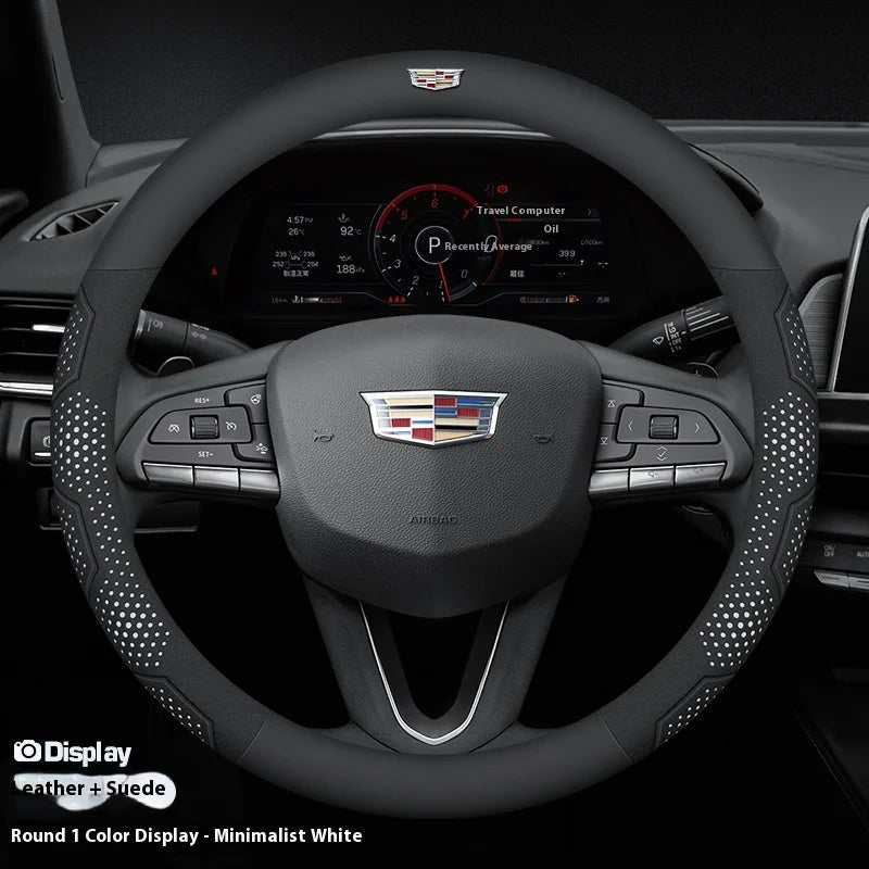 Cadillac Carbon Fiber Leather Steering Wheel Cover