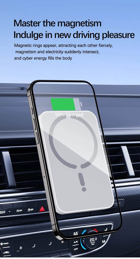 15W MagSafe iPhone Wireless Car Charger – Air Vent Mount - White