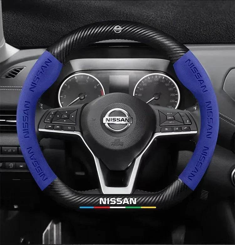 Nissan Carbon Fiber Suede Steering Wheel Cover - O Style Brown
