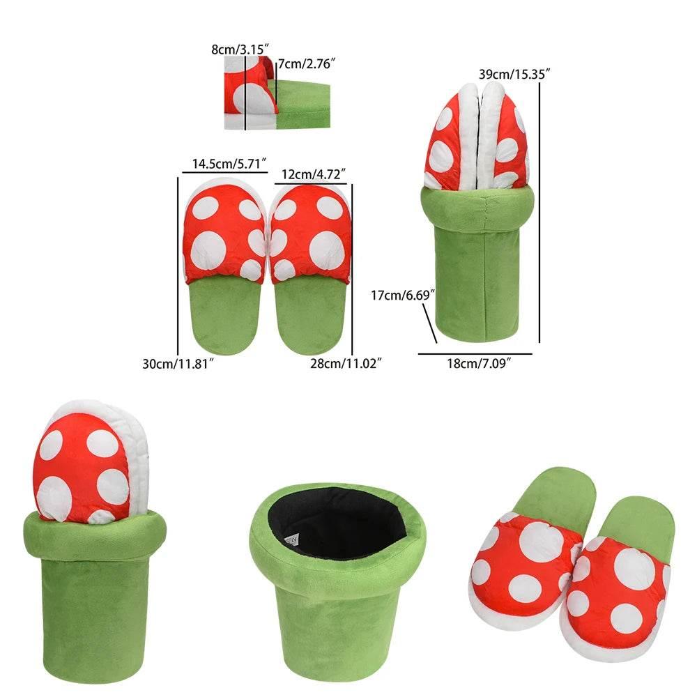 Super Mario Plush Toys – Mario, Luigi, Yoshi, Peach & More - Piranha slippers