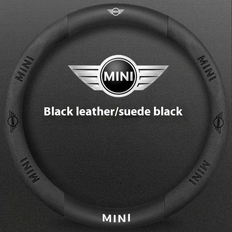 MINI Cooper Carbon Fiber Leather Steering Wheel Cover - Suede Leather