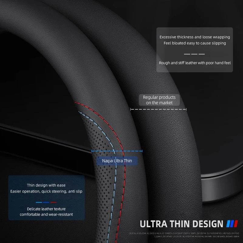Chevrolet Leather Steering Wheel Cover – Fits Cruze, Camaro, Malibu, Silverado & More - DX-B