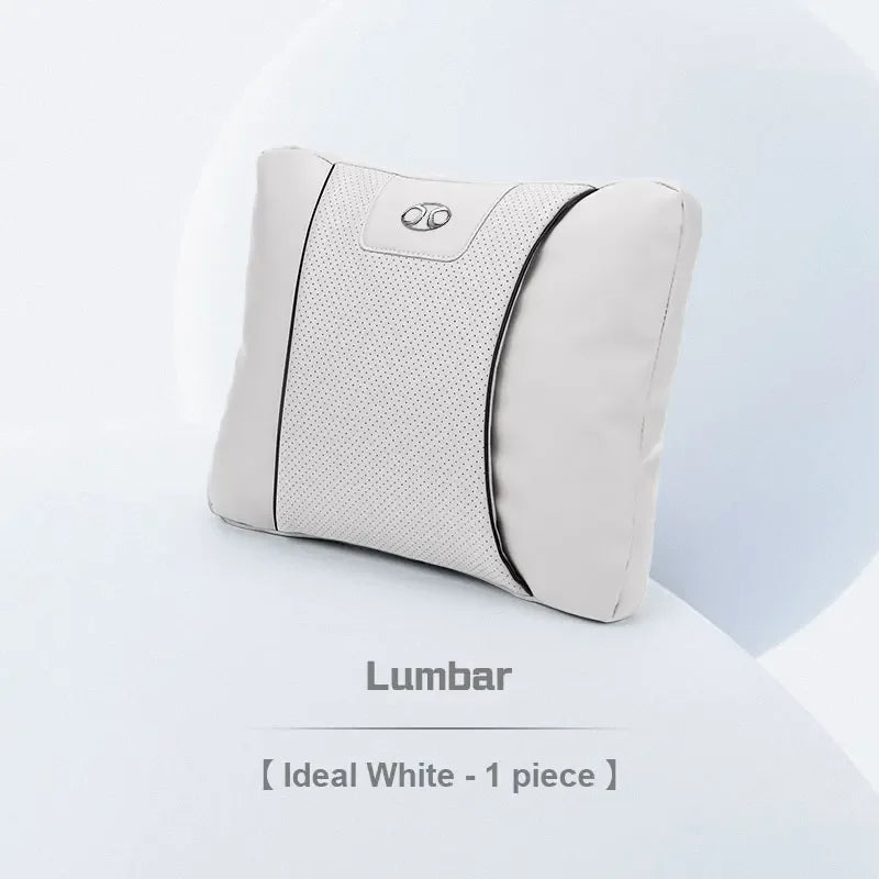 Baic Beijing Leather Headrest & Lumbar Support - lumbar white