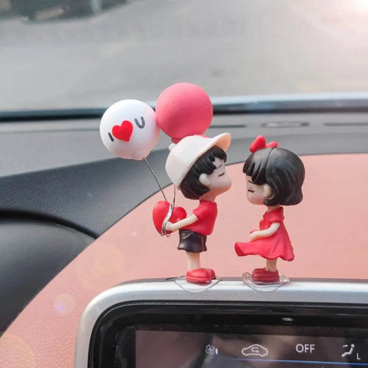 Cute Couple Dashboard Ornaments – Cartoon Kissing Figurines for Car Interior Decoration - Decoration balloons