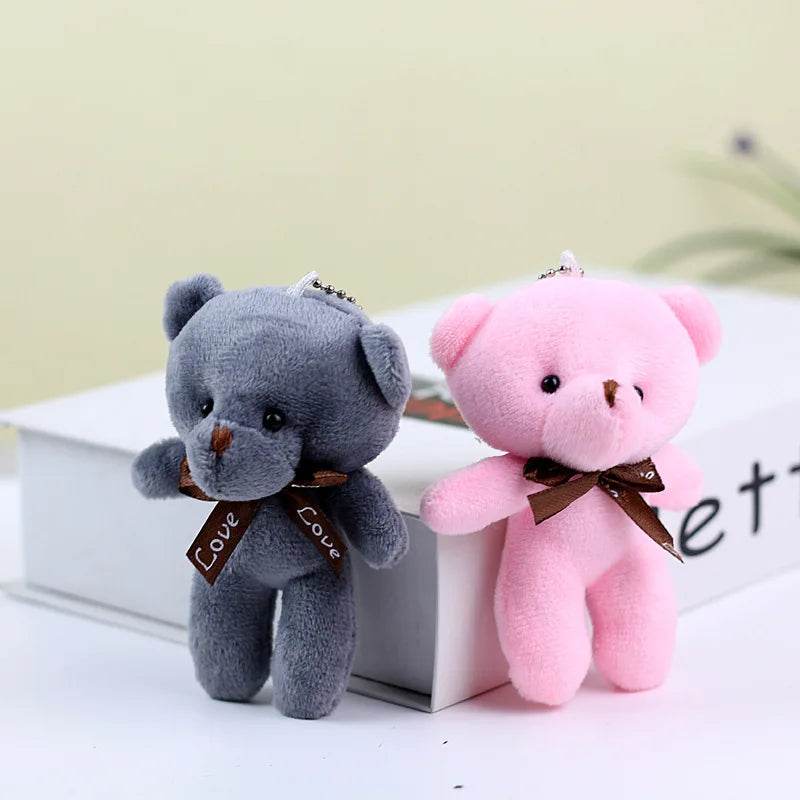 Mini Teddy Bear Plush Keychain – Soft Stuffed Doll Pendant - PINK