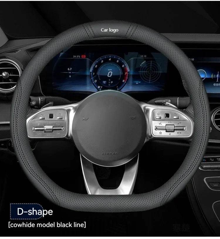 Changan Leather Steering Wheel Cover - D Style 2 black