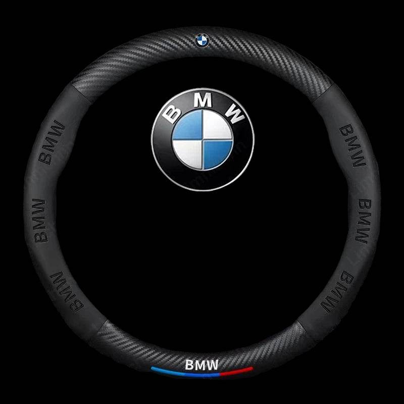 BMW 3D Carbon Fiber Leather Steering Wheel Cover - BMW Black