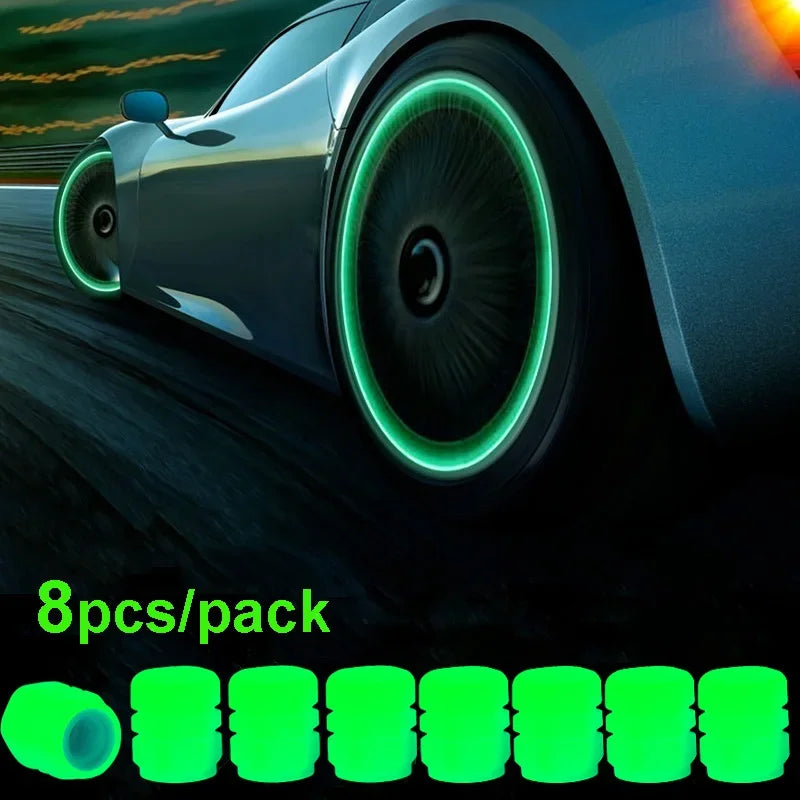 4/16pcs Luminous Valve Caps Car Fluorescent Tire Valves Cap Glow in The Dark Car Motorcycle Bike Wheel Plug Tyre Hub Cover Decor - Carmoods