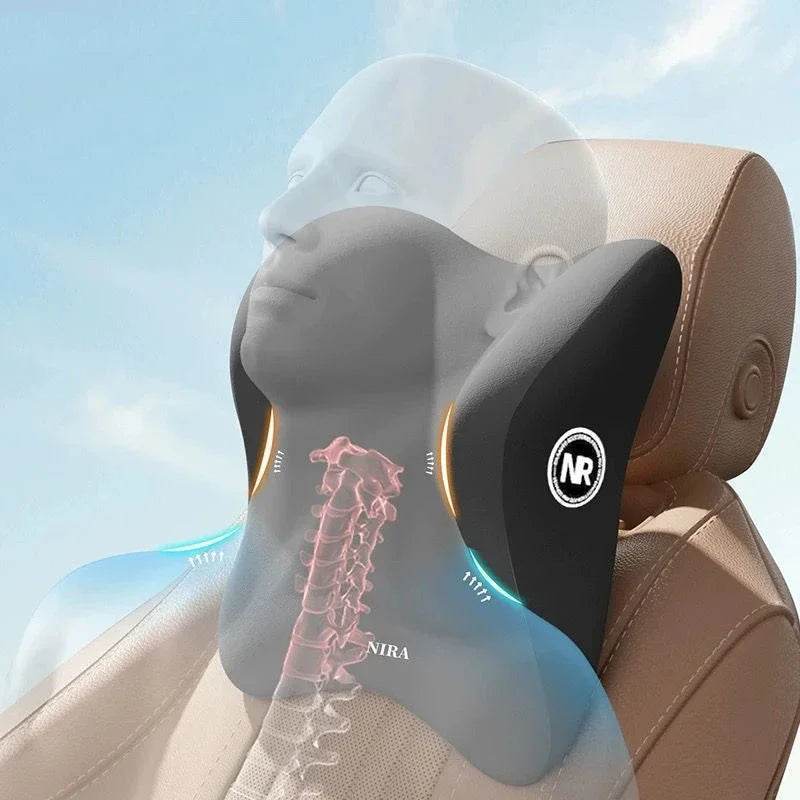 Car Neck Pillow & Back Cushion for Ultimate Comfort - Brown Headrest