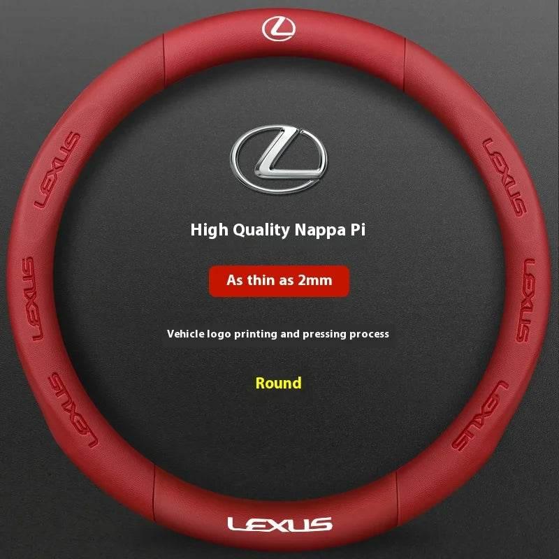 Lexus F SPORT Carbon Fiber Leather Steering Wheel Cover - Leather Red