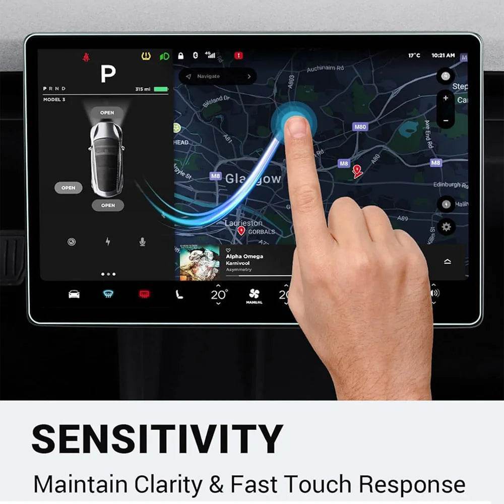 Glass Screen Protector for Tesla Model Y Juniper 2025+ | Center Console & Dashboard Touchscreen Accessories (2-Piece Full Set) - HD 2pcs