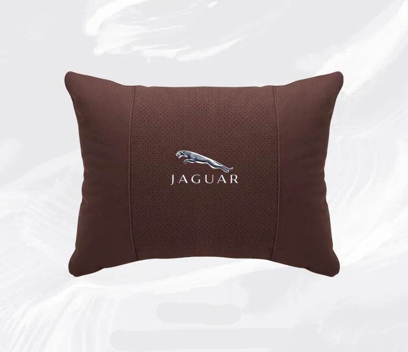 Breathable Suede Car Neck Pillow for Jaguar XE, XJ, XF, E-Pace, XJL & More - headrest 1pc black