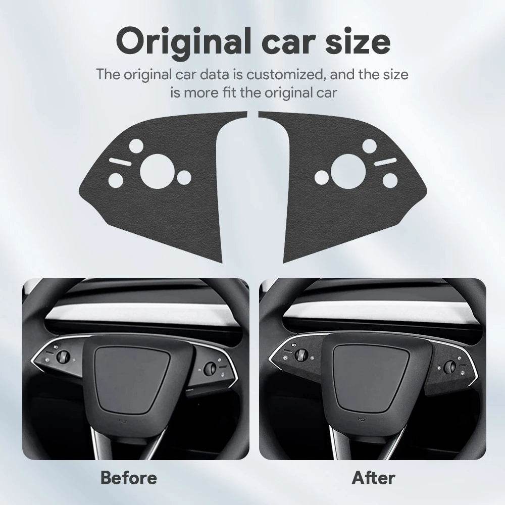 Tesla Model Y Steering Wheel Trim | Italian Suede Panel Stickers (2025+) - Blue