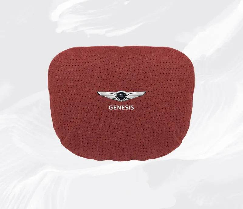 Suede Car Neck Pillow & Lumbar Support for Genesis G80, GV70, GV80, G90 & More - headrest 1pc white