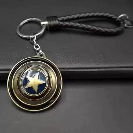 Marvel Avengers Deadpool Captain America Shield Keychain Rotate Relieve Anxiety Toy Keyring Car Bag Key Holder Accessories Gift - wu jiao xing