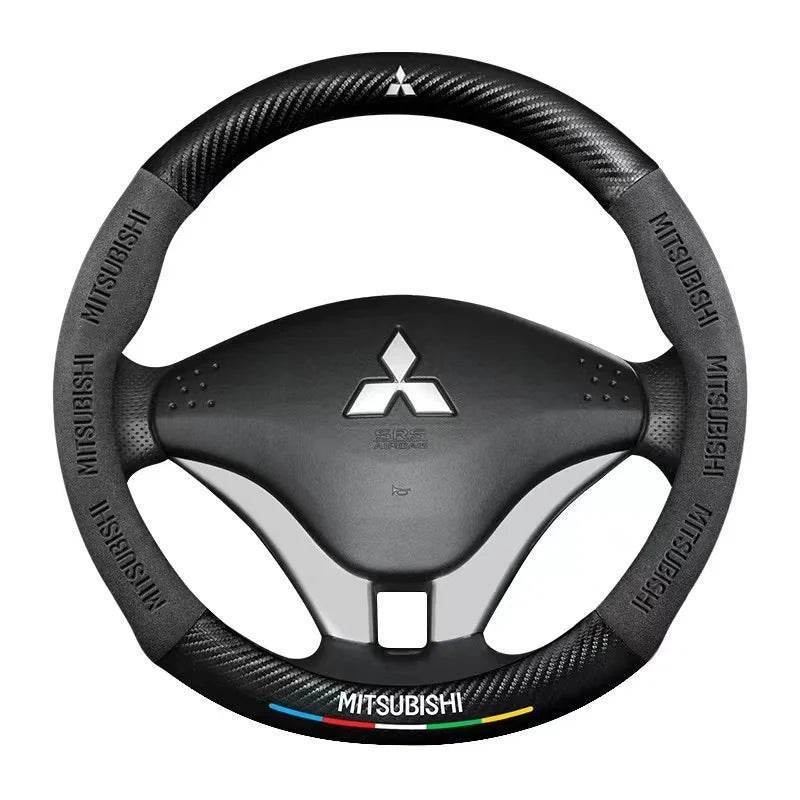 Mitsubishi Carbon Fiber Suede Steering Wheel Cover - Orange