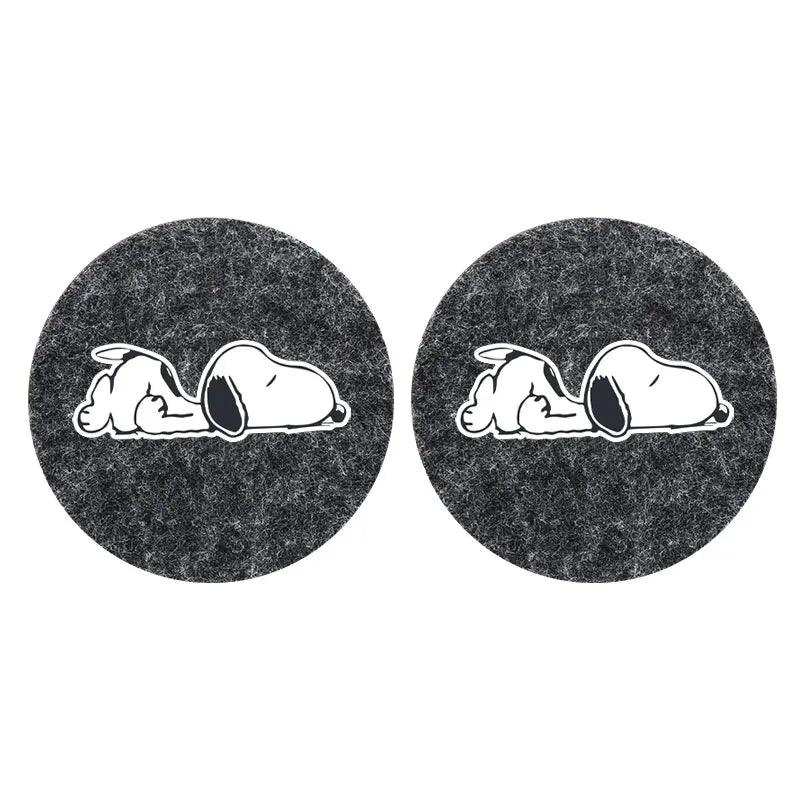 Snoopy Felt Car Cup Holder Coasters - Anti-Slip Universal Pads