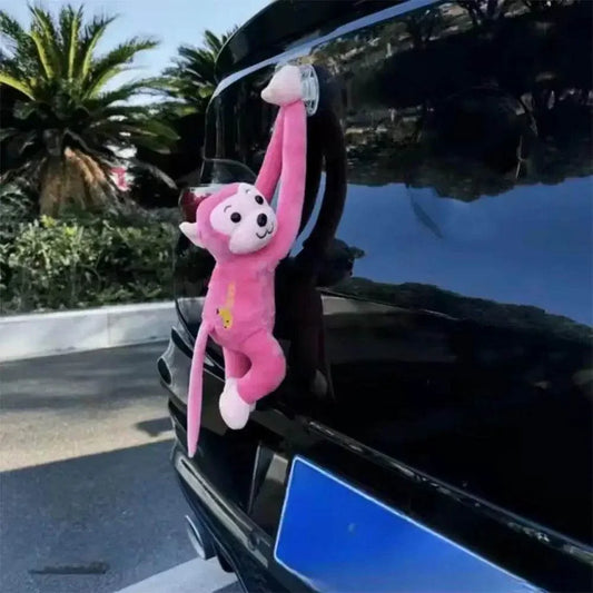 Long Arm Gibbon Monkey Plush Car Pendant – Hanging Stuffed Animal Accessory with Quick Release - A