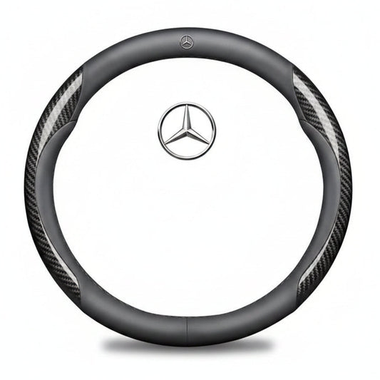 Mercedes Carbon Fiber Leather Steering Wheel Cover - O Black Carbon