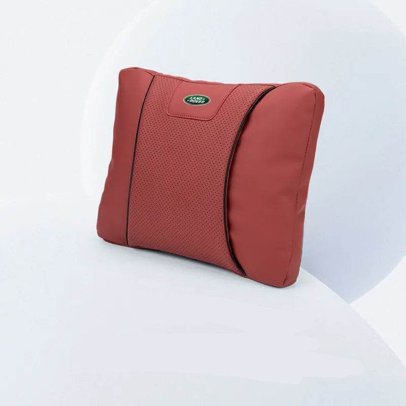 Land Rover Leather Car Neck Pillow & Lumbar Support - lumbar red