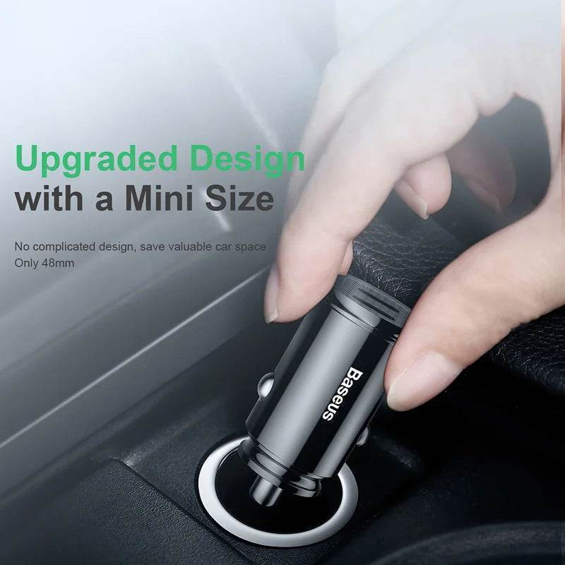 Baseus 30W Car Charger Dual USB-C | Fast PD Charging for iPhone, Samsung, Xiaomi -
