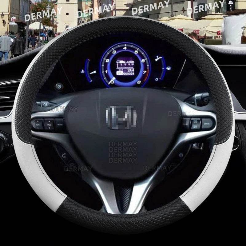 Honda Civic Leather Steering Wheel Cover - White