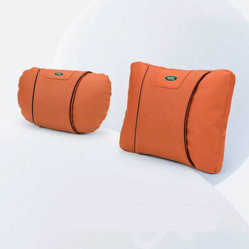 Land Rover Leather Car Neck Pillow & Lumbar Support - set orange