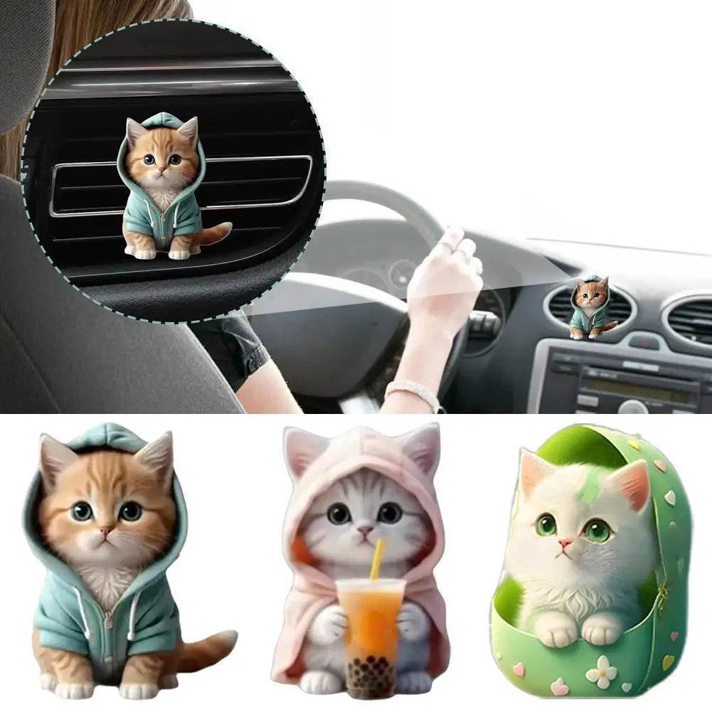 Cat Car Air Freshener Vent Clips – Aromatherapy Diffuser & Interior Decoration - B